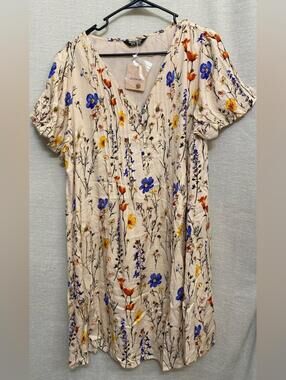 BloomChic Floral Print Top - Cream, Blue, Orange, Yellow